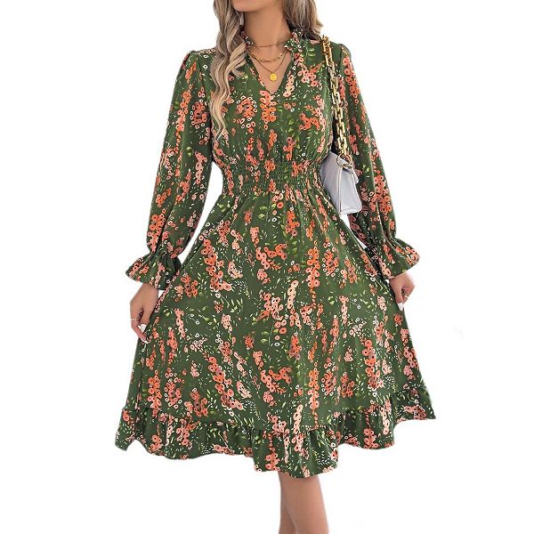 Женское повседневное платье миди с принтом в стиле бохо и расклешенными рукавами Boddysize, Green
Женское повседневное платье миди с принтом в стиле бохо и расклешенными рукавами Boddysize, Green