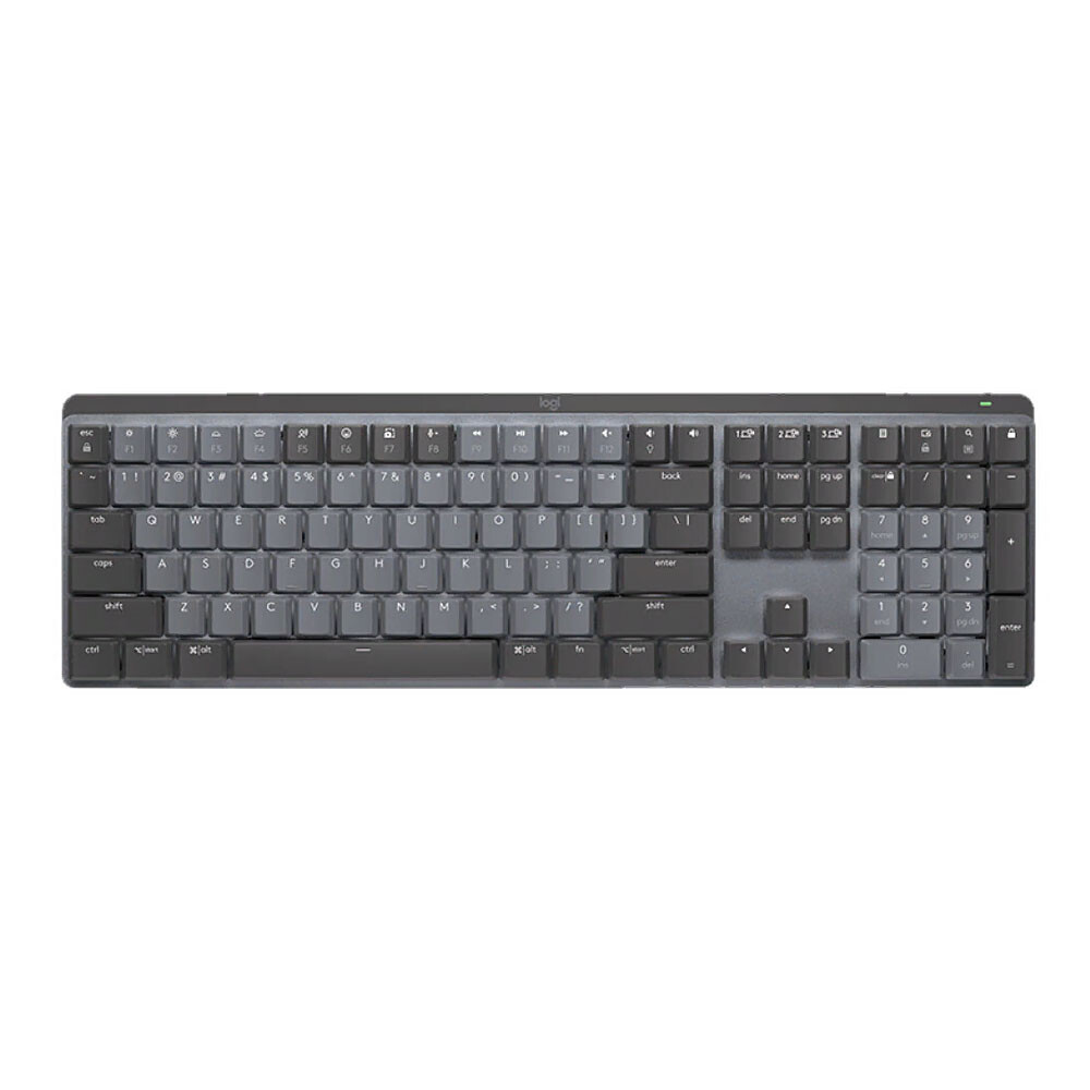Клавиатура Logitech MX Mechanical, беспроводная, механическая, английская раскладка, Red Switch, чёрный/серый 
Клавиатура Logitech MX Mechanical, беспроводная, механическая, английская раскладка, Red Switch, чёрный/серый