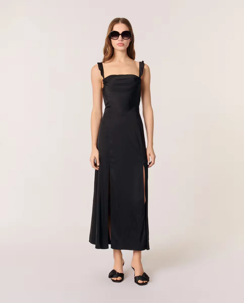 Сатиновое платье на бретелях Maje, черный
Сатиновое платье на бретелях Maje, черный