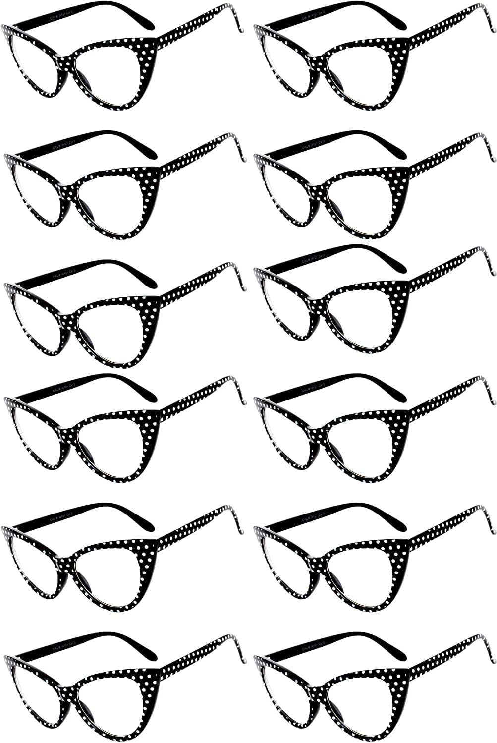OWL Набор из 12 солнцезащитных очков «кошачий глаз» для женщин – защита от ультрафиолета UV400, ретро-винтажные очки, разные цвета и узоры, Clear Lens / Polka Dots / Black
OWL Набор из 12 солнцезащитных очков «кошачий глаз» для женщин – защита от ультрафиолета UV400, ретро-винтажные очки, разные цвета и узоры, Clear Lens / Polka Dots / Black