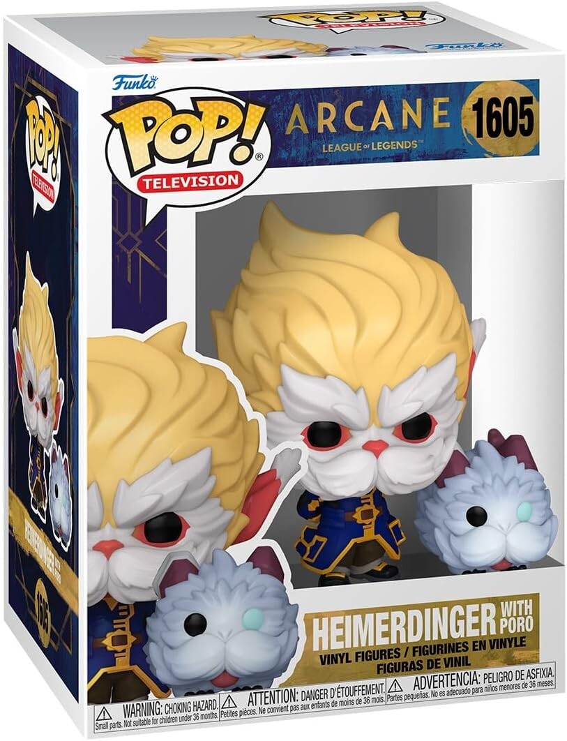 Виниловые фигурки Funko Pop! TV: Arcane League of Legends, Heimerdinger with Poro, 9,3 см/3,2 см
Виниловые фигурки Funko Pop! TV: Arcane League of Legends, Heimerdinger with Poro, 9,3 см/3,2 см