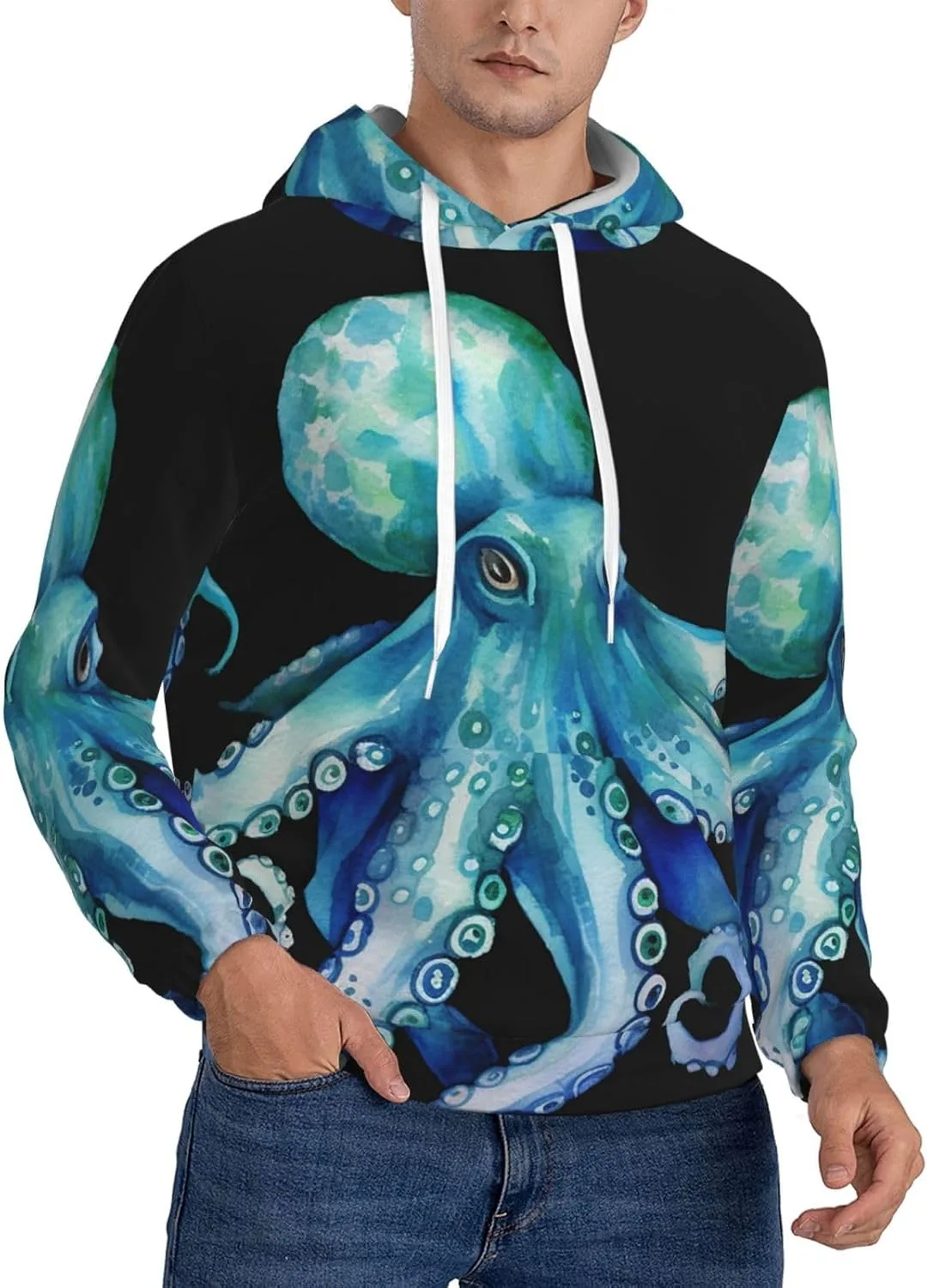 Мужская флисовая толстовка с капюшоном и карманами Blue Watercolor Octopus HJTRW
Мужская флисовая толстовка с капюшоном и карманами Blue Watercolor Octopus HJTRW