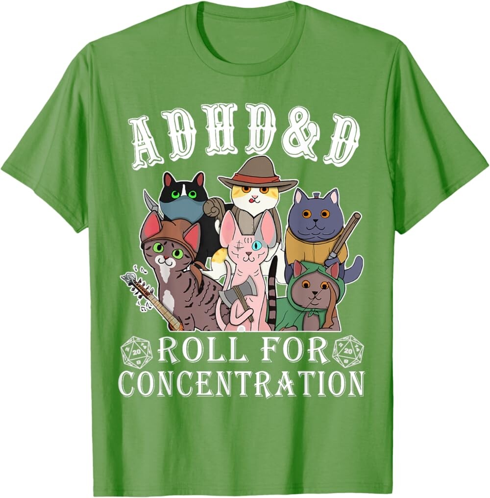Мужская футболка Funny Tees Gamer RPG Apparel Cats RPG Gamer Roll For Concentration D20 Dice Nerdy, зеленый
Мужская футболка Funny Tees Gamer RPG Apparel Cats RPG Gamer Roll For Concentration D20 Dice Nerdy, зеленый