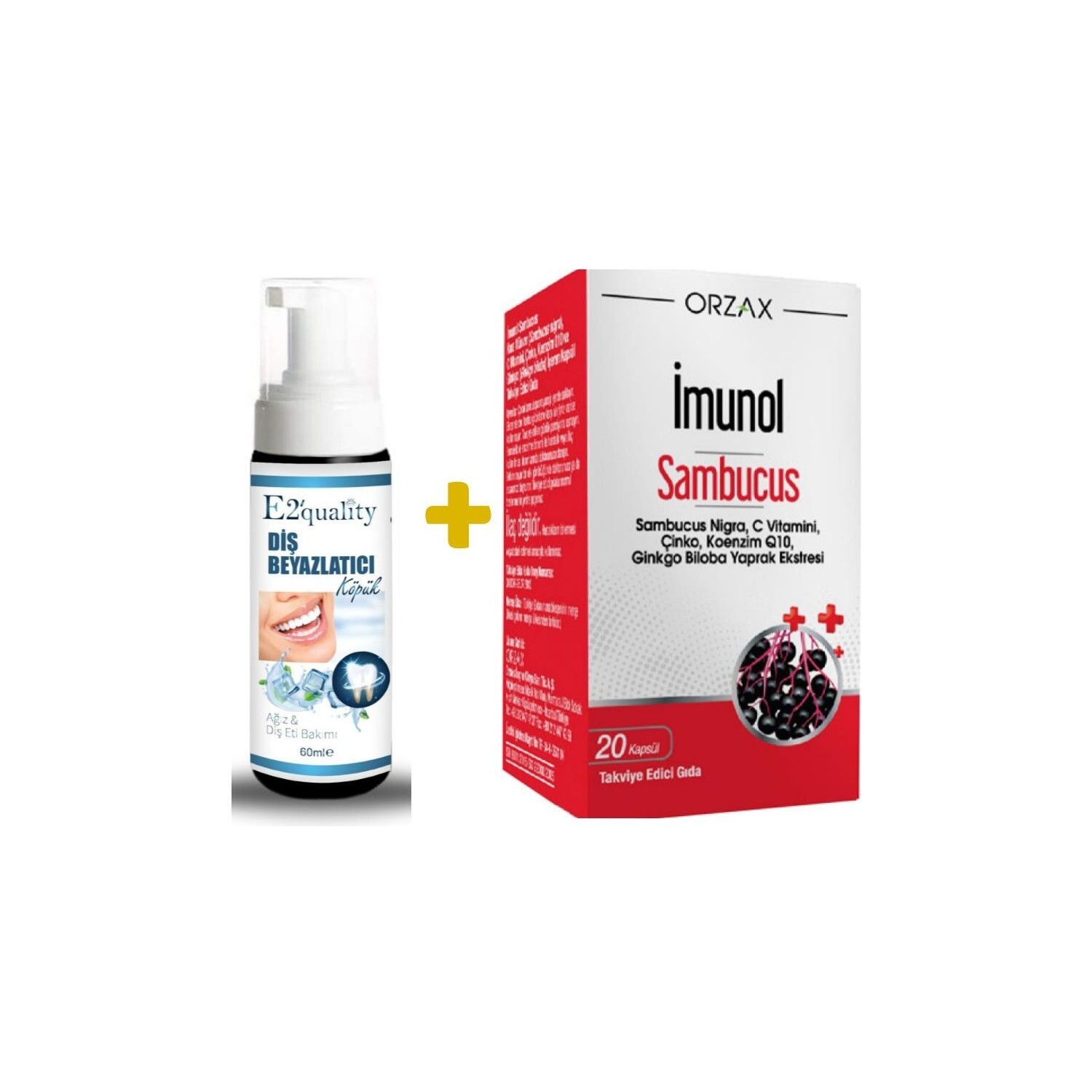 Отбеливающая пена для зубов Orzax E2' Quality + Добавка Orzax Ocean Imunol Sambucus, 20 капсул
Отбеливающая пена для зубов Orzax E2' Quality + Добавка Orzax Ocean Imunol Sambucus, 20 капсул