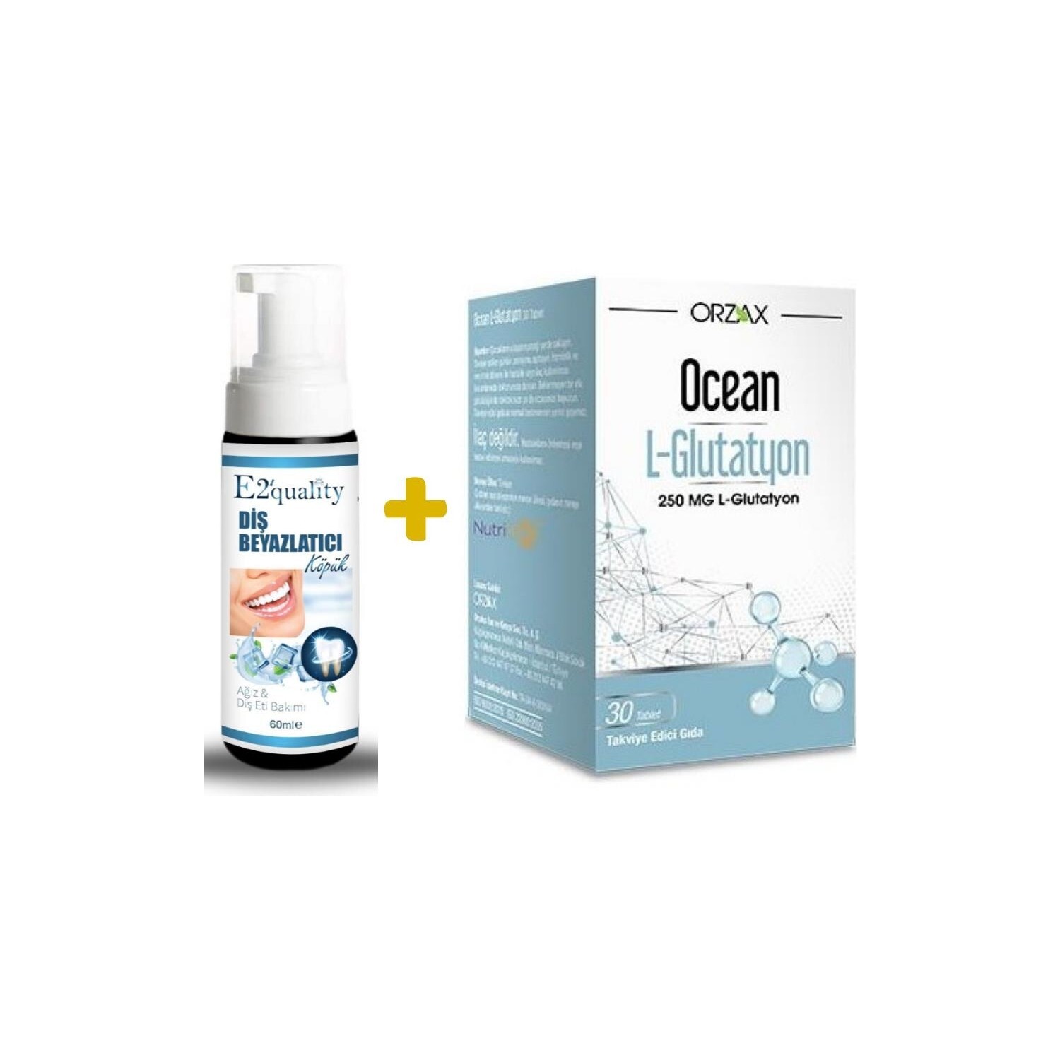 Отбеливающая пена для зубов Orzax E2' Quality + Добавка Orzax Ocean L-Glutathione Supplement Food 250 мг, 30 таблеток
Отбеливающая пена для зубов Orzax E2' Quality + Добавка Orzax Ocean L-Glutathione Supplement Food 250 мг, 30 таблеток
