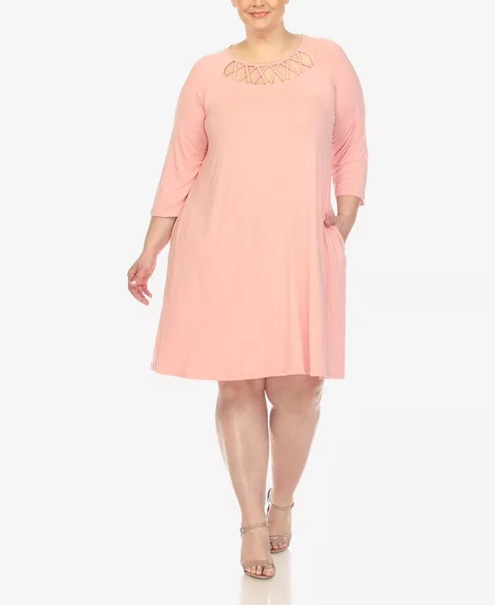 Платье свободного кроя с вырезом крест-накрест и рукавами 3/4 White Mark, розовый
Платье свободного кроя с вырезом крест-накрест и рукавами 3/4 White Mark, розовый