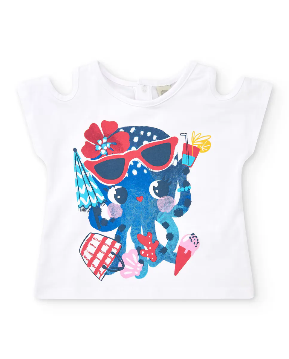 Футболка для девочек с принтом осьминога и разрезами на плечах Tuc tuc, белый
Футболка для девочек с принтом осьминога и разрезами на плечах Tuc tuc, белый