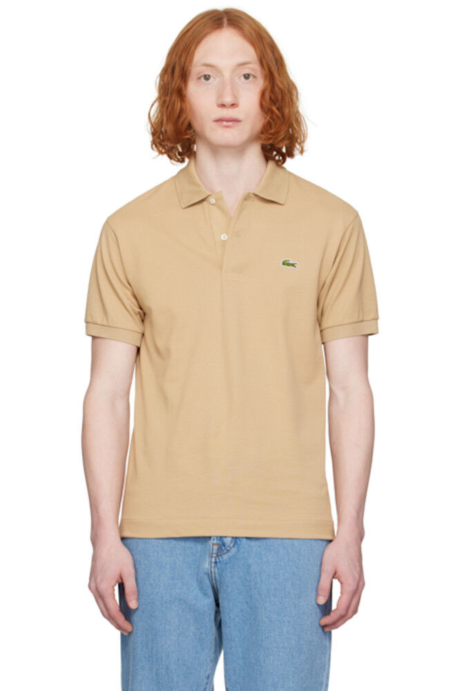 Бежевый классический крой оригинального поло Lacoste 
Бежевый классический крой оригинального поло Lacoste