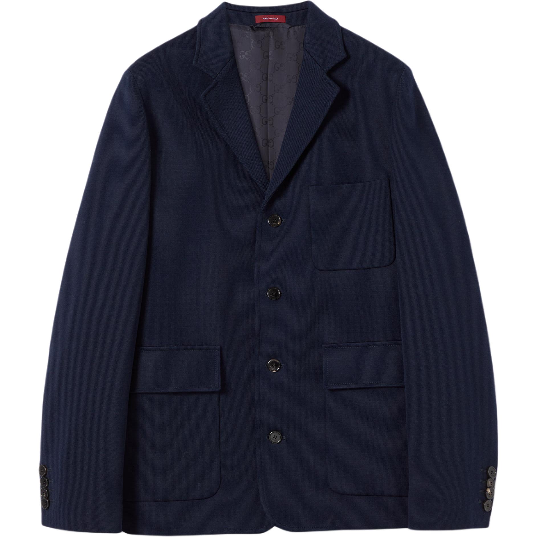 Однобортная куртка из хлопкового джерси GUCCI, темно-синий
Однобортная куртка из хлопкового джерси GUCCI, темно-синий