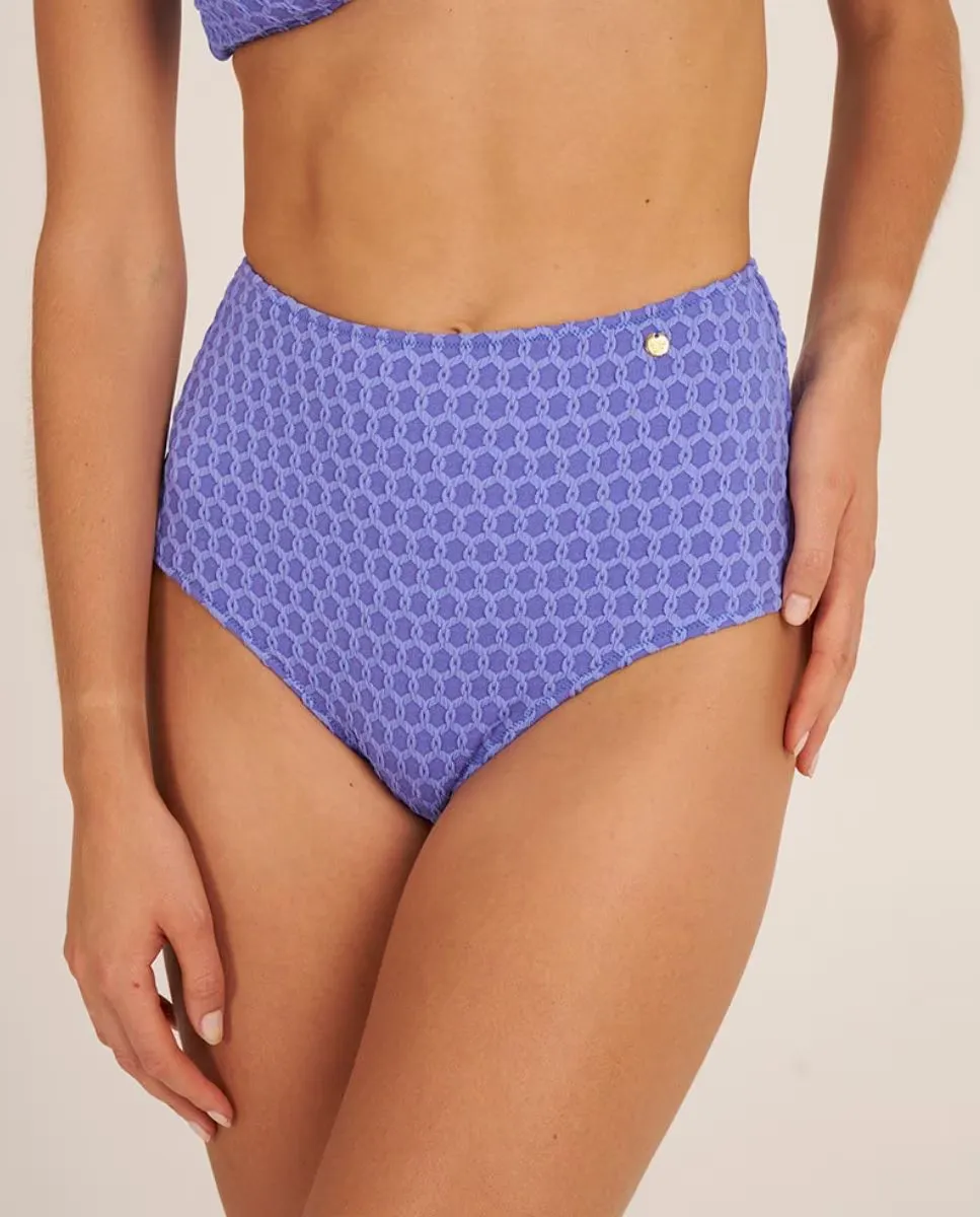 Плавки бикини с высокой посадкой из жаккардовой ткани Bohodot, синий 
Плавки бикини с высокой посадкой из жаккардовой ткани Bohodot, синий