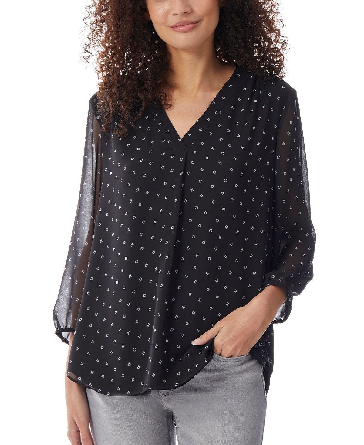 Женская туника с v-образным вырезом и складками спереди, топ с эластичными манжетами и рукавами Jones New York, мульти
Женская туника с v-образным вырезом и складками спереди, топ с эластичными манжетами и рукавами Jones New York, мульти