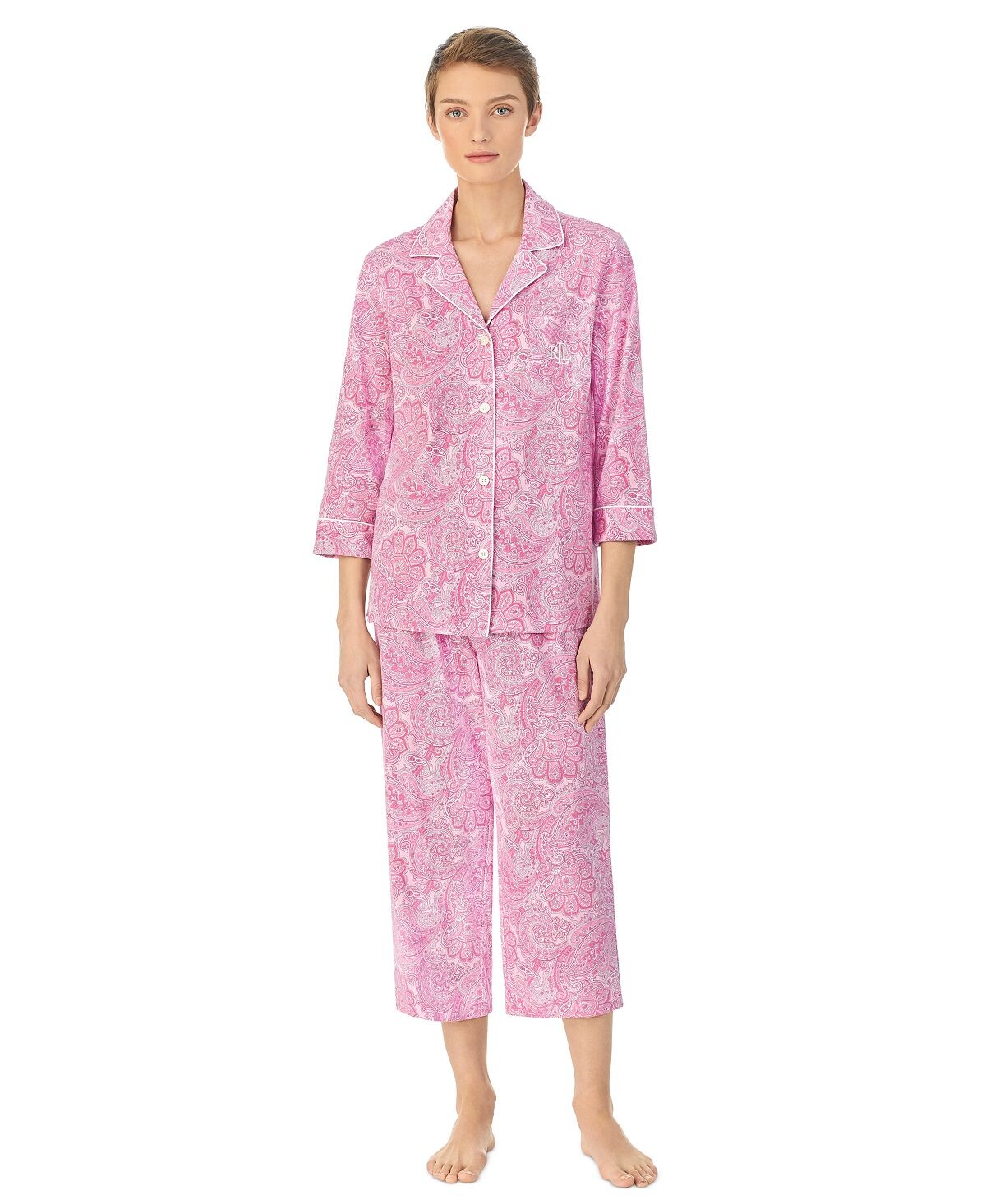 Женский пижамный комплект из хлопка с вырезом и воротником-капри с рукавом 3/4 Lauren Ralph Lauren, мульти
Женский пижамный комплект из хлопка с вырезом и воротником-капри с рукавом 3/4 Lauren Ralph Lauren, мульти