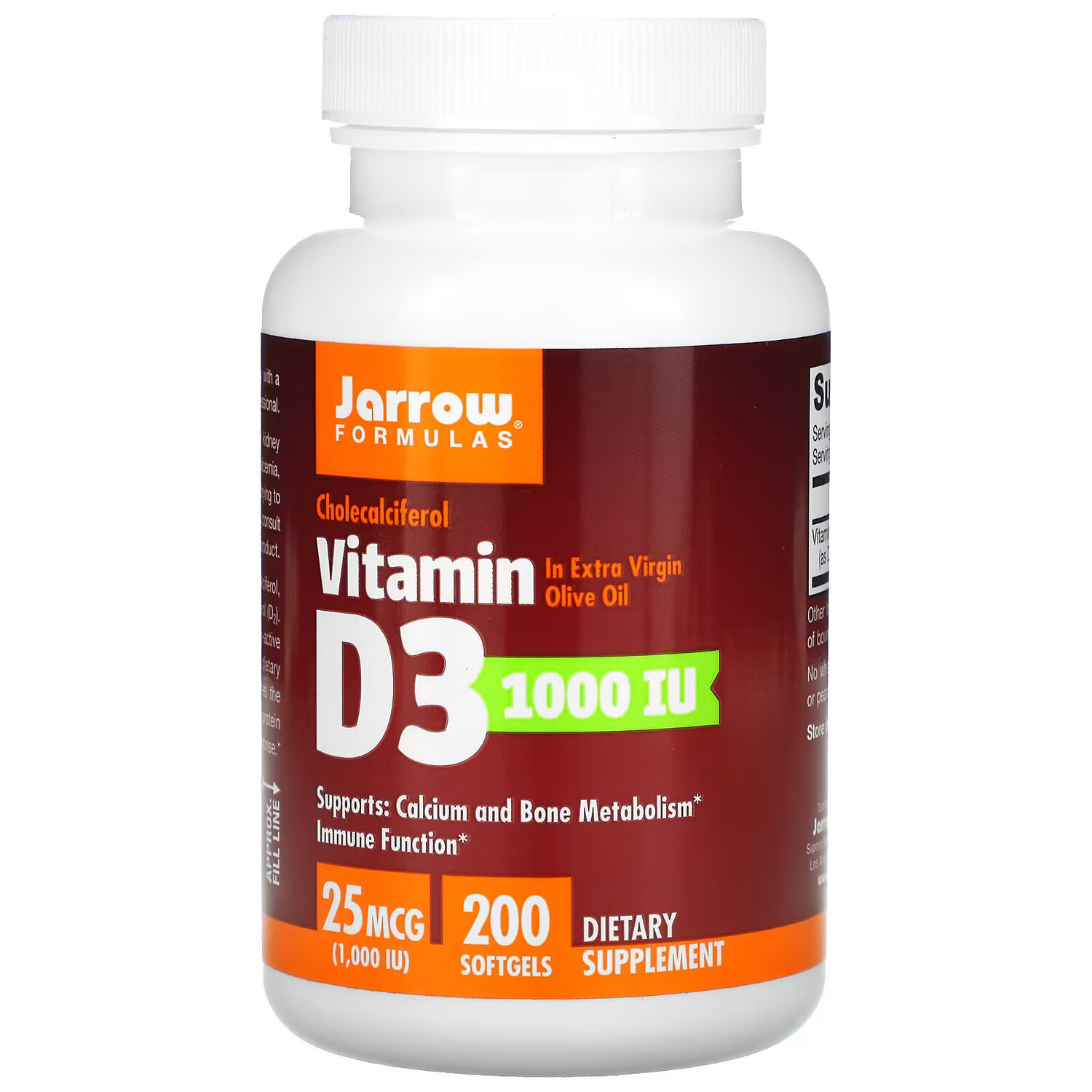 Jarrow Formulas, витамин D3, холекальциферол, 25 мкг (1000 МЕ), 200 мягких таблеток
Jarrow Formulas, витамин D3, холекальциферол, 25 мкг (1000 МЕ), 200 мягких таблеток