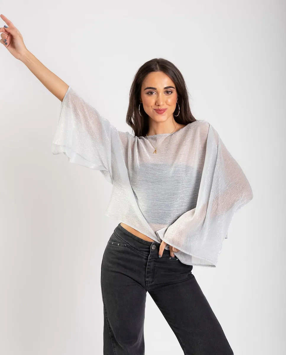 Женский полупрозрачный джерси с блестками The-Are, серебряный
Женский полупрозрачный джерси с блестками The-Are, серебряный