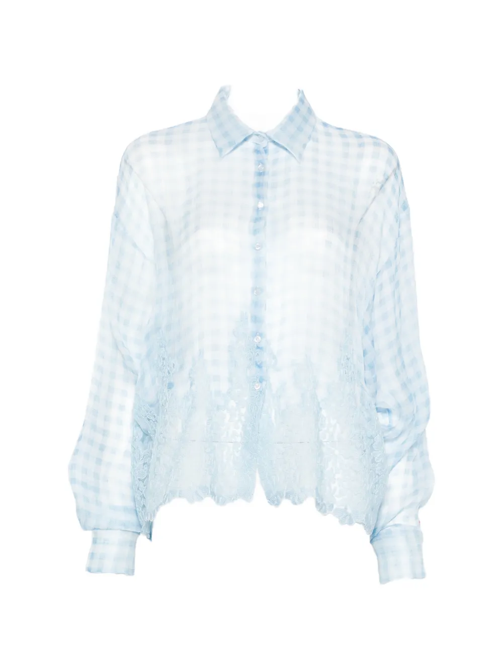 Клетчатая рубашка с кружевной отделкой Ermanno Scervino, синий
Клетчатая рубашка с кружевной отделкой Ermanno Scervino, синий