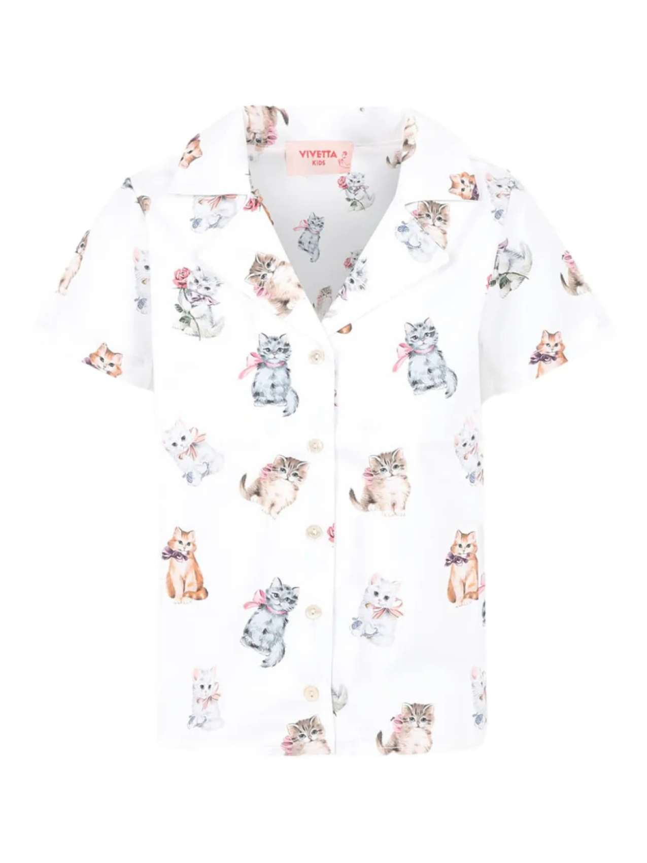 Рубашка Vivetta Kids с принтом котенка и воротником-поло, белый
Рубашка Vivetta Kids с принтом котенка и воротником-поло, белый
