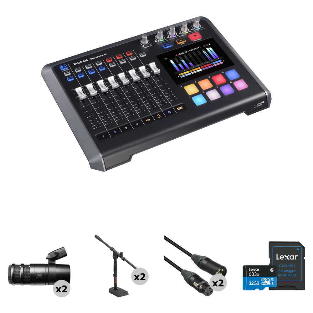 Комплект для подкаста TASCAM Mixcast на 2 человека с микшером-рекордером, микрофонами, микрофонными стойками и кабелями
Комплект для подкаста TASCAM Mixcast на 2 человека с микшером-рекордером, микрофонами, микрофонными стойками и кабелями