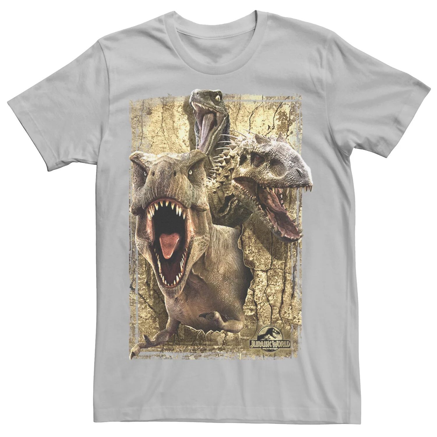 Мужская футболка с коллажем «Мир Юрского периода-убийцы» и динозавром Jurassic World, серебристый
Мужская футболка с коллажем «Мир Юрского периода-убийцы» и динозавром Jurassic World, серебристый