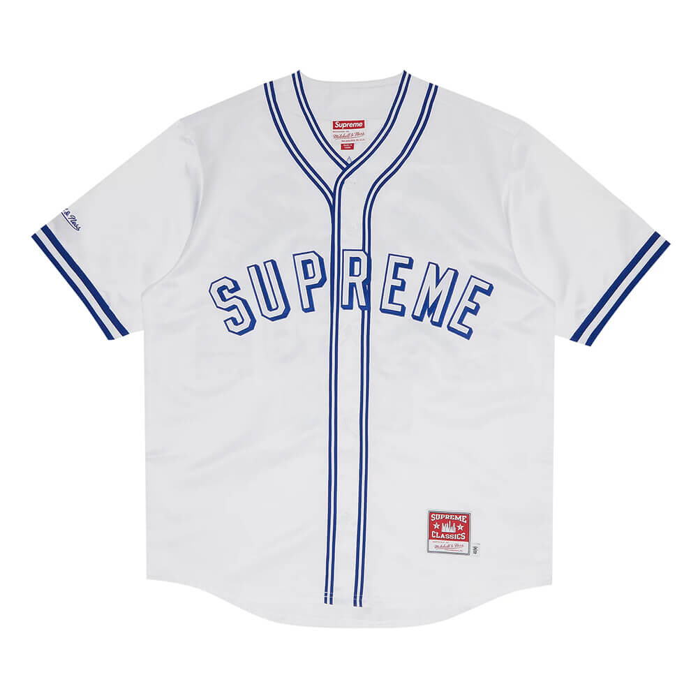 Бейсбольное джерси Supreme x Mitchell & Ness Satin, белый
Бейсбольное джерси Supreme x Mitchell & Ness Satin, белый