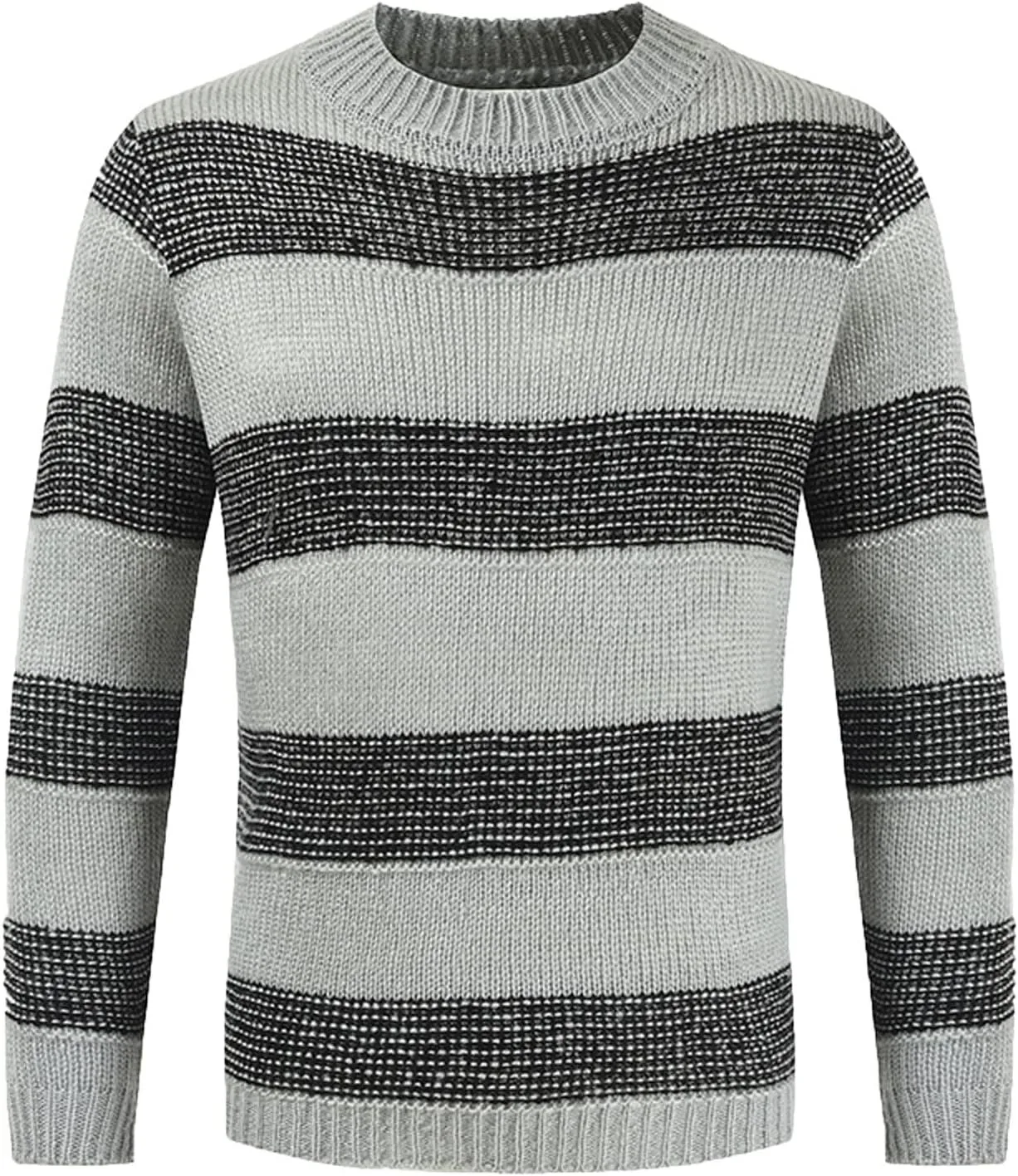 Мужской свитер с длинным рукавом и круглым вырезом в полоску
Мужской свитер с длинным рукавом и круглым вырезом в полоску