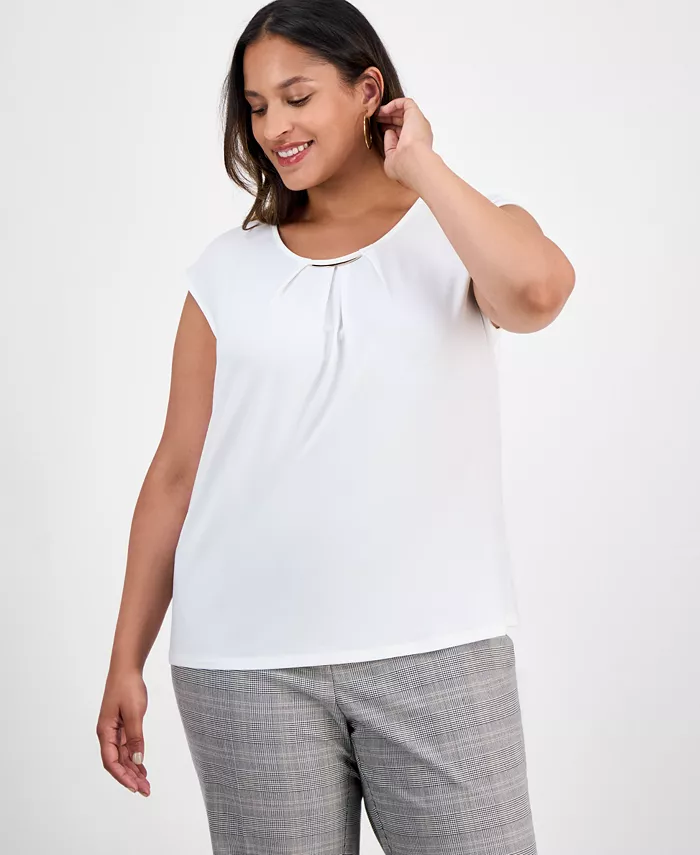 Блузка больших размеров с плиссированным вырезом и рукавами-крылышками Kasper, белый
Блузка больших размеров с плиссированным вырезом и рукавами-крылышками Kasper, белый