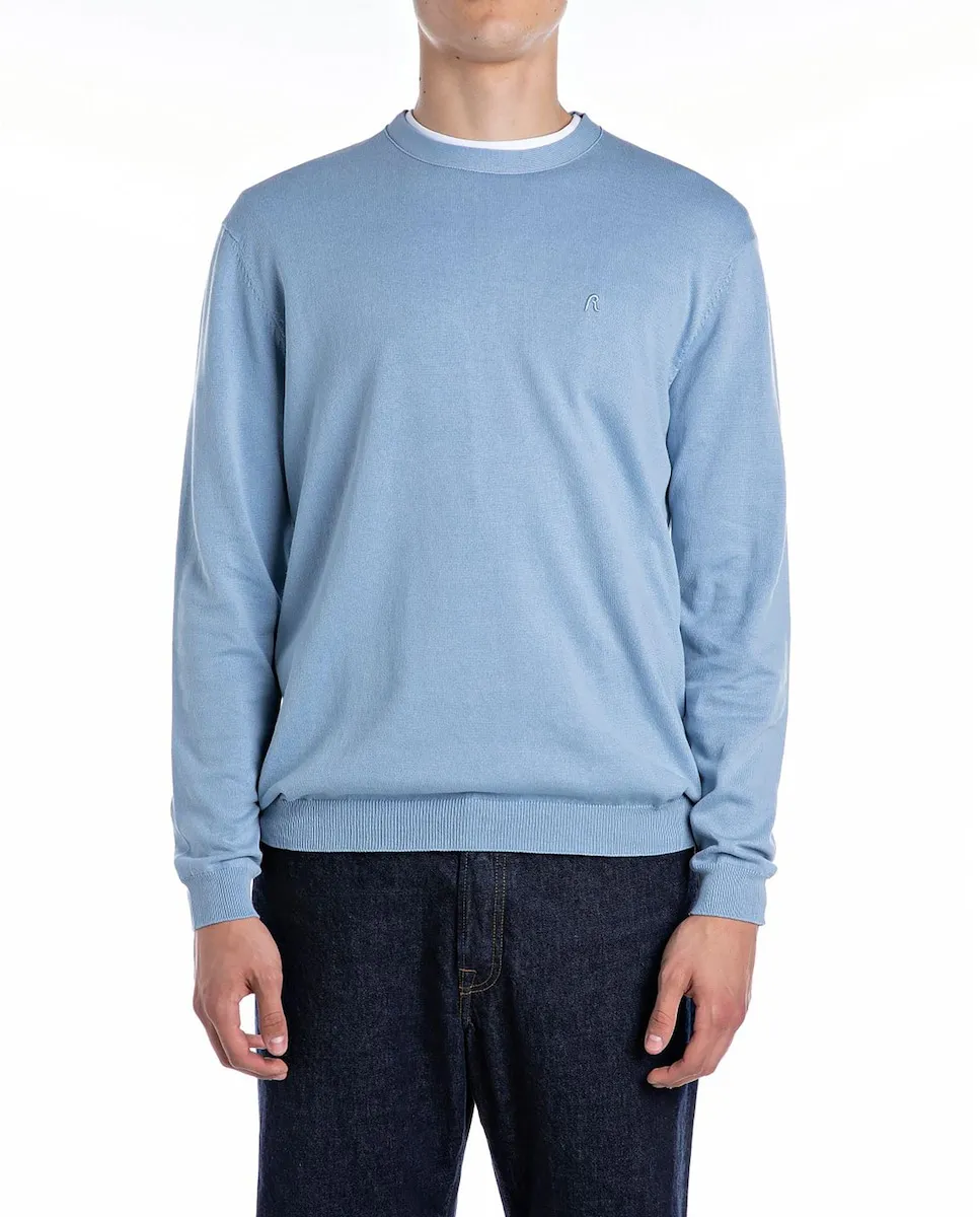 Мужской вязаный свитер с круглым вырезом Replay, голубой
Мужской вязаный свитер с круглым вырезом Replay, голубой