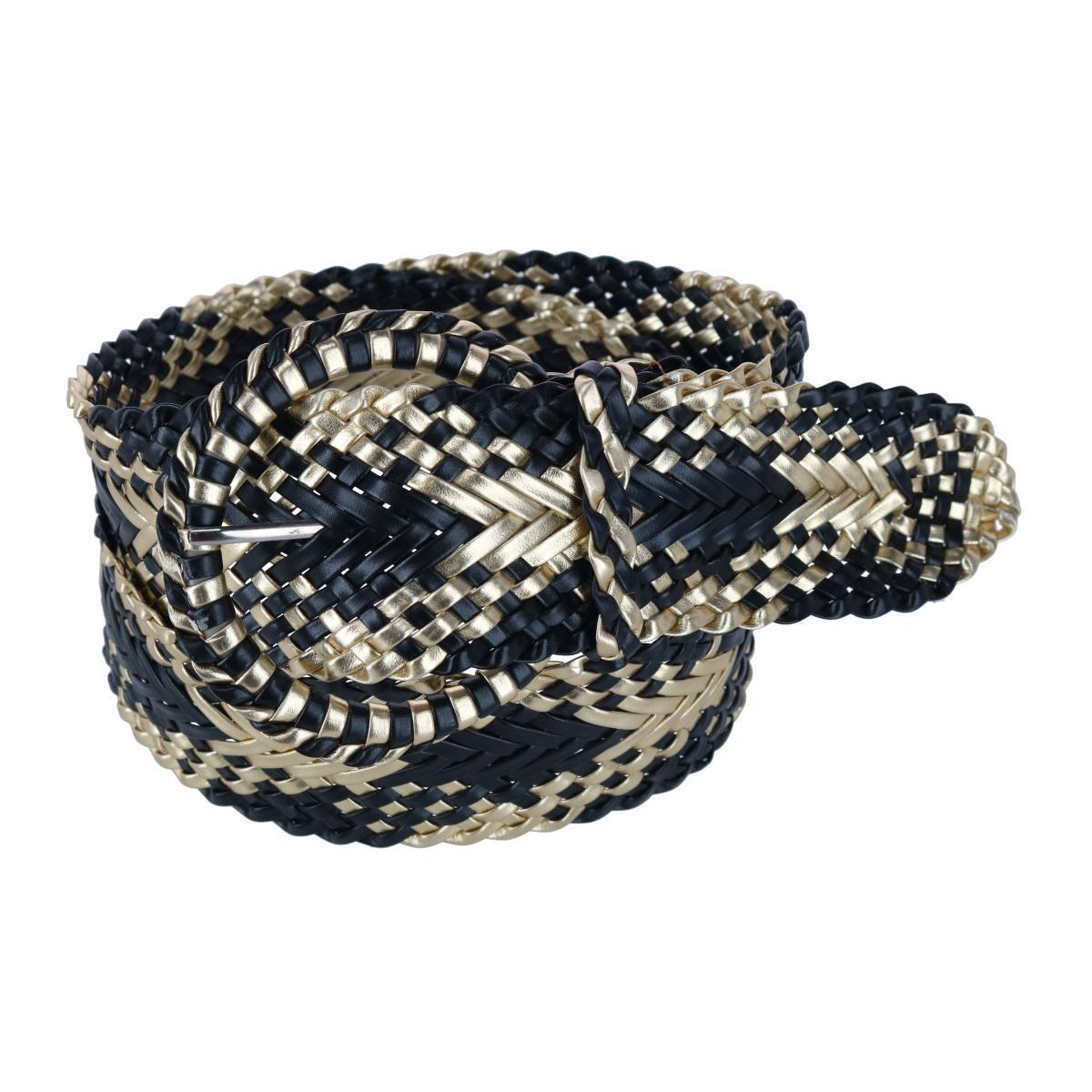 Женский плетеный широкий ремень в клетку с соответствующей пряжкой CTM, черный/золотой
Женский плетеный широкий ремень в клетку с соответствующей пряжкой CTM, черный/золотой