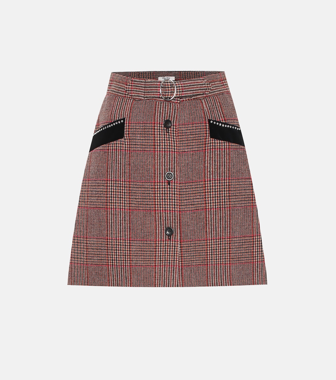 Юбка из смесовой шерсти в клетку Miu Miu, Rosso
Юбка из смесовой шерсти в клетку Miu Miu, Rosso