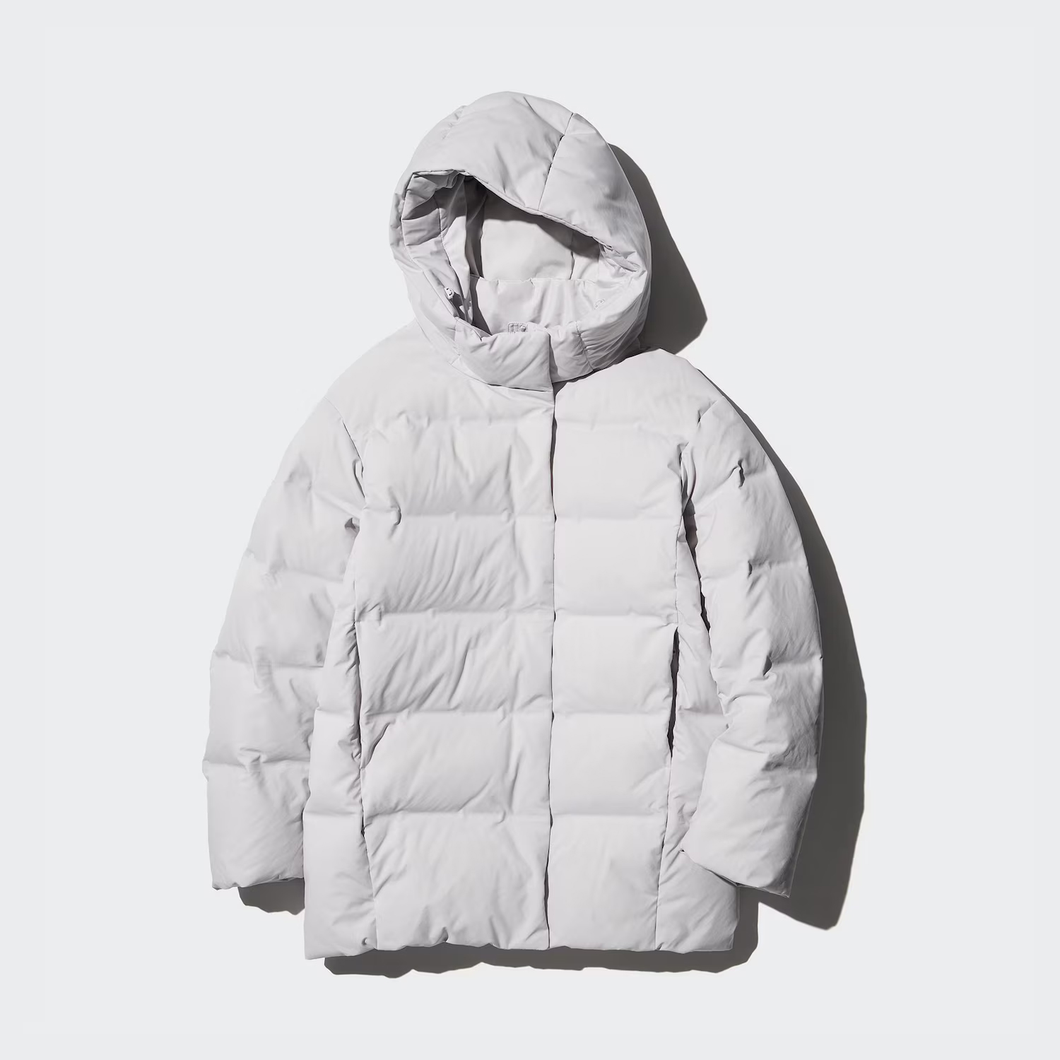 Пуховик Uniqlo с капюшоном, 02 светло-серый 
Пуховик Uniqlo с капюшоном, 02 светло-серый