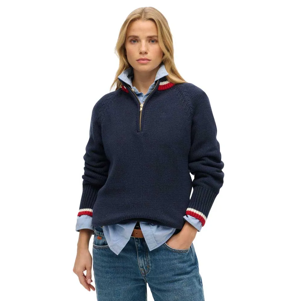 Свитер Superdry Tipped half zip, синий 
Свитер Superdry Tipped half zip, синий
