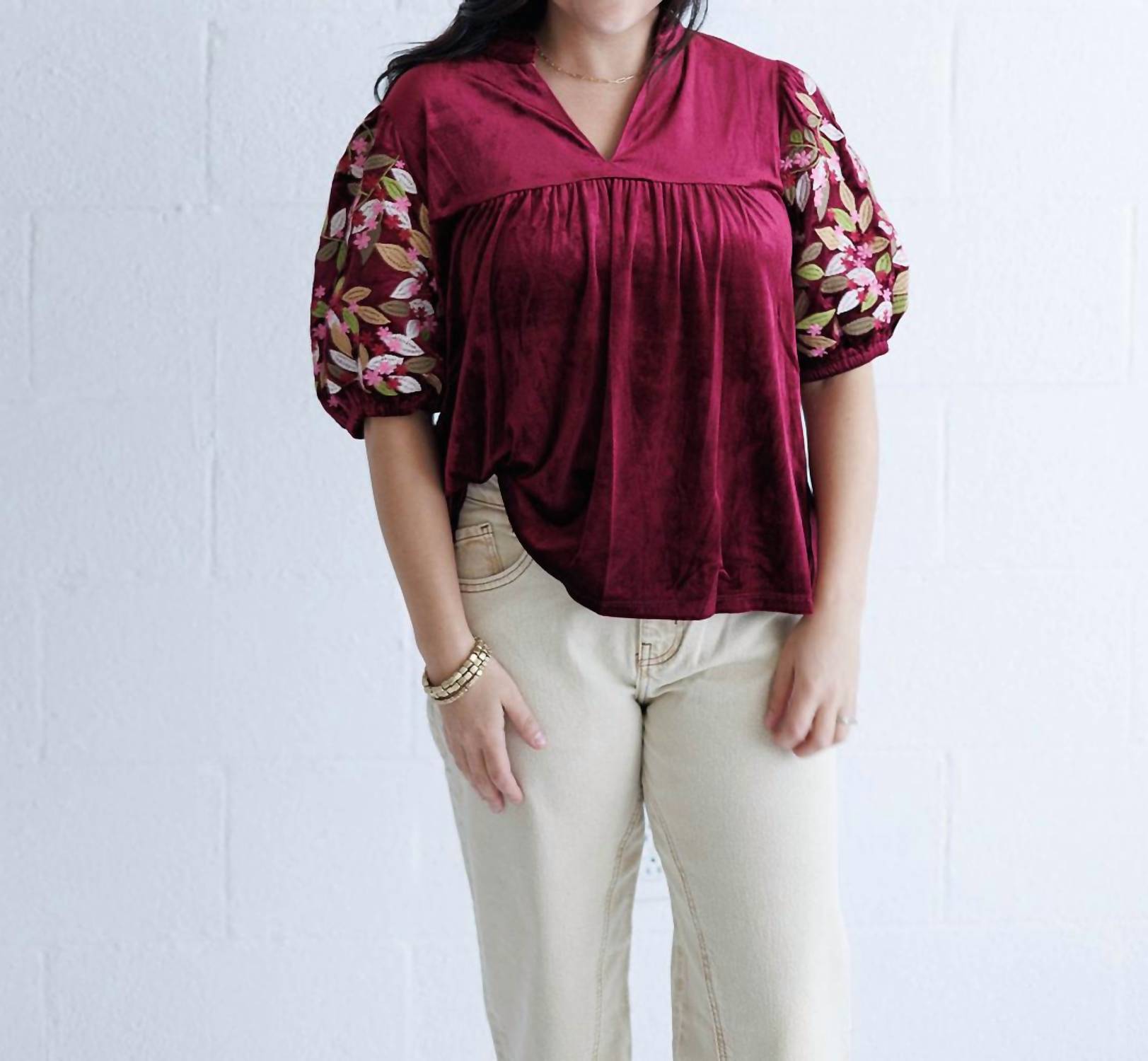 Мягкий бархатный топ с цветочным принтом Berry Soft темно-бордового цвета THML
Мягкий бархатный топ с цветочным принтом Berry Soft темно-бордового цвета THML