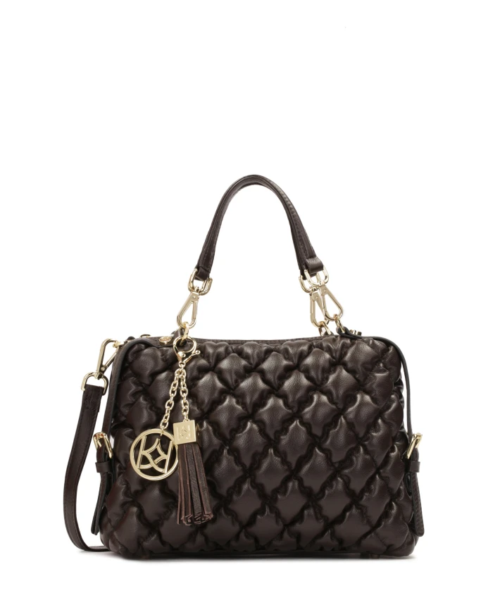 Темная мягкая сумочка с ручками и ремешками. Kazar, коричневый
Темная мягкая сумочка с ручками и ремешками. Kazar, коричневый