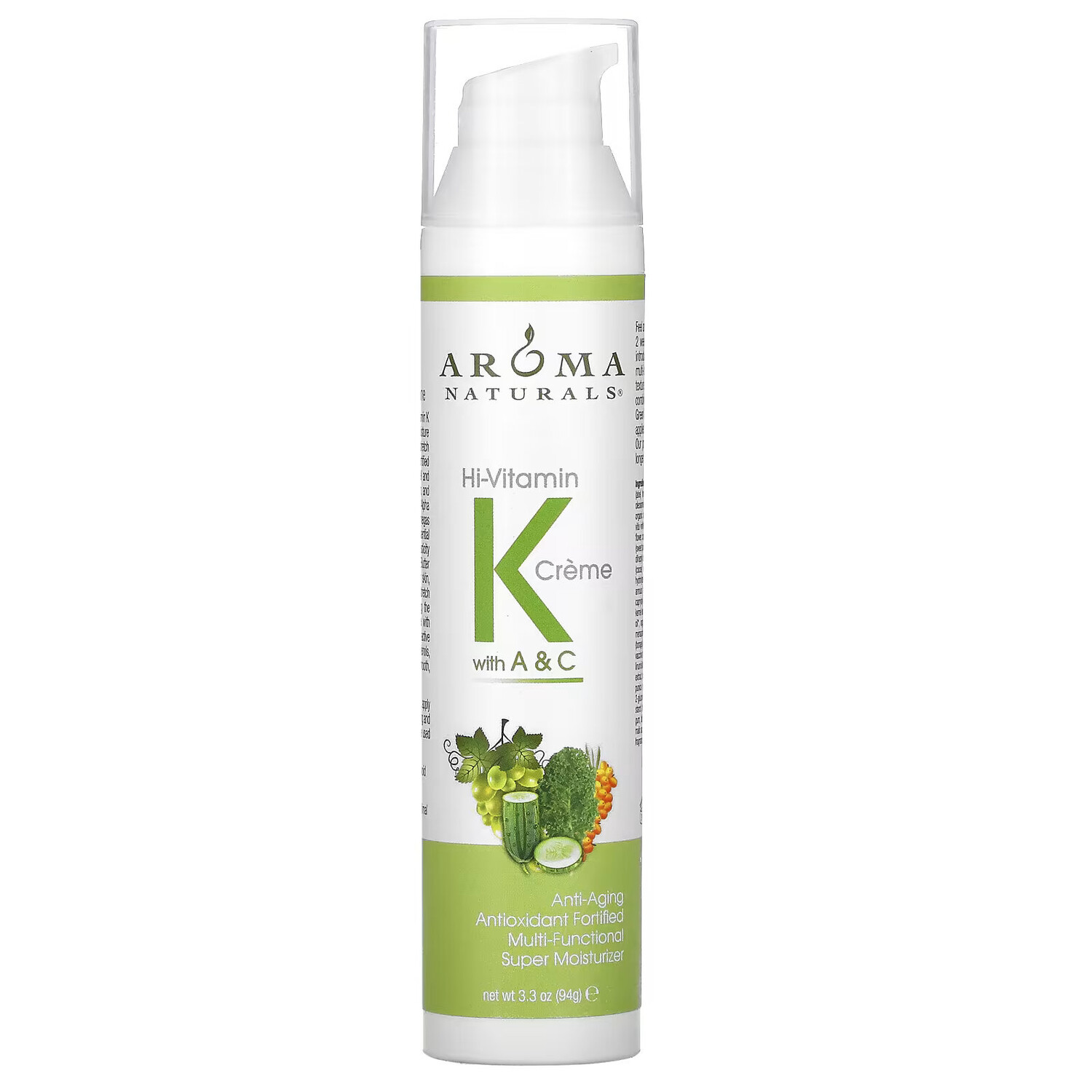 Aroma Naturals, чудесный крем с витаминами К, А и С, 94 г ( 3,3 унции)
Aroma Naturals, чудесный крем с витаминами К, А и С, 94 г ( 3,3 унции)