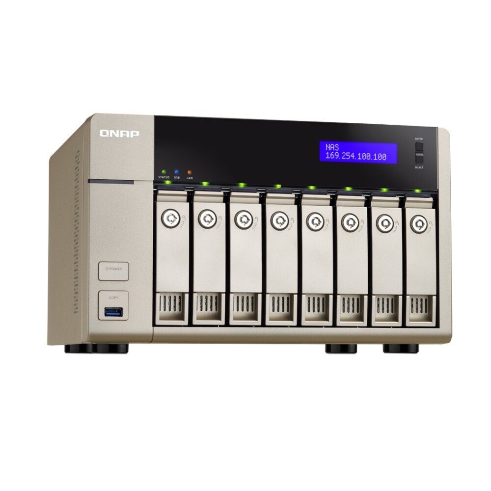 Сетевое хранилище QNAP TVS-863+, 8 отсеков, 16 ГБ, без дисков, золотой
Сетевое хранилище QNAP TVS-863+, 8 отсеков, 16 ГБ, без дисков, золотой
