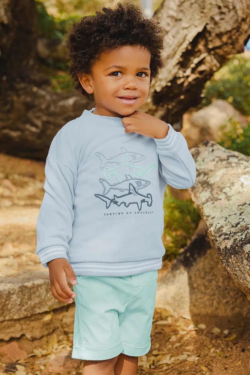 Детская хлопковая толстовка Tartine et Chocolat, синий 
Детская хлопковая толстовка Tartine et Chocolat, синий