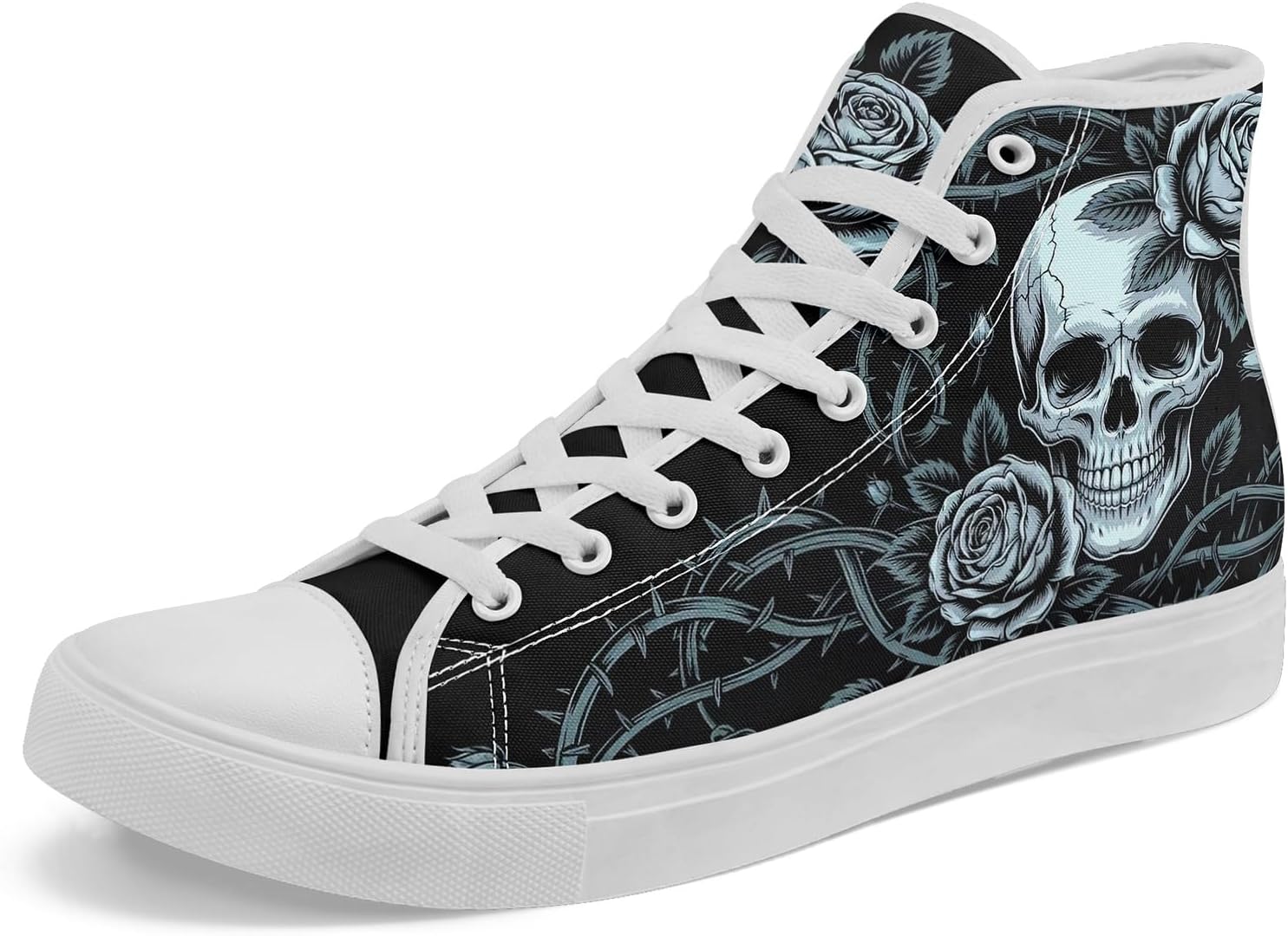 Высокие кеды из холщовой ткани AWSOLE с черепом и розой для мужчин и женщин, унисекс, для Хэллоуина, в темном готическом стиле, модная уличная обувь, повседневные тренеры
Высокие кеды из холщовой ткани AWSOLE с черепом и розой для мужчин и женщин, унисекс, для Хэллоуина, в темном готическом стиле, модная уличная обувь, повседневные тренеры