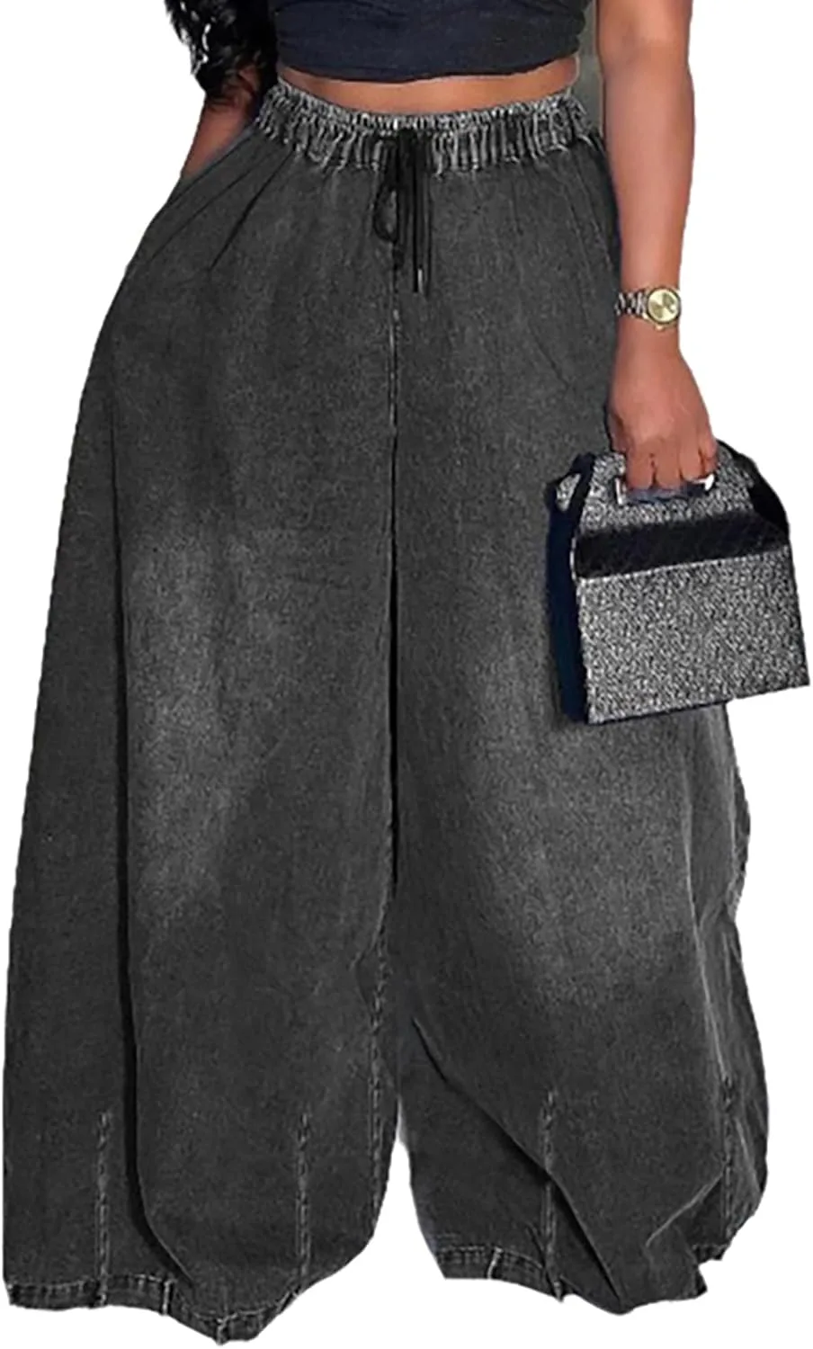 Женские джинсы с завязками и широкими штанинами QLAUYIOE
Женские джинсы с завязками и широкими штанинами QLAUYIOE