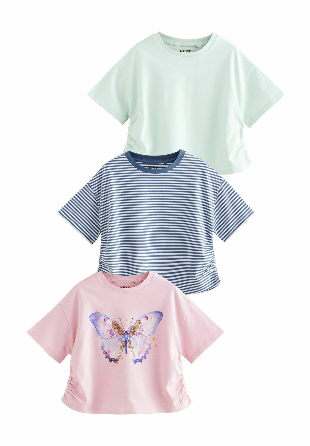 Футболка с принтом SEQUIN RUCHE HEM SIDE T-SHIRTS 3 PACK Next, цвет Purple Aqua 
Футболка с принтом SEQUIN RUCHE HEM SIDE T-SHIRTS 3 PACK Next, цвет Purple Aqua