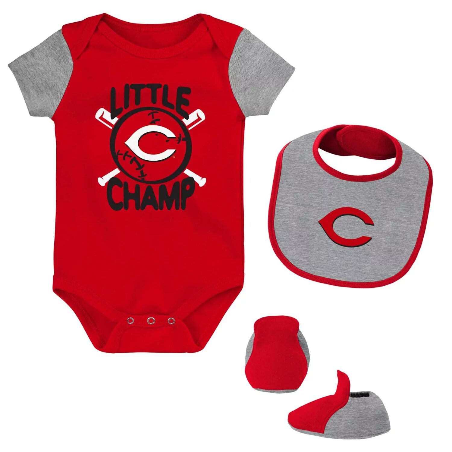 Комплект из трех боди, нагрудника и пинеток Cincinnati Reds Little Champ, красный/серый Хизер для новорожденных и младенцев Outerstuff
Комплект из трех боди, нагрудника и пинеток Cincinnati Reds Little Champ, красный/серый Хизер для новорожденных и младенцев Outerstuff