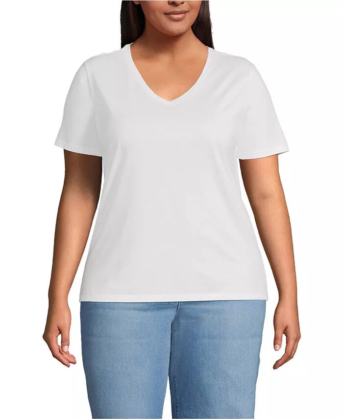Женская футболка большого размера с V-образным вырезом из хлопка Supima, свободного кроя Lands' End, белый
Женская футболка большого размера с V-образным вырезом из хлопка Supima, свободного кроя Lands' End, белый