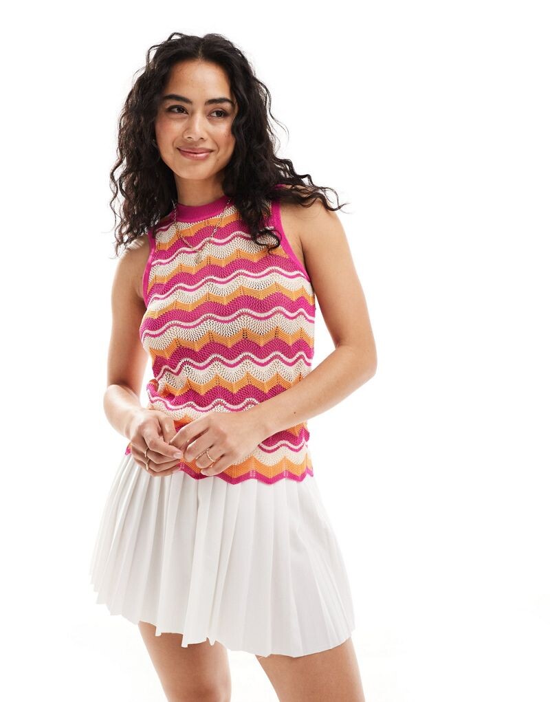Мини-платье без рукавов YAS Fine Crochet Chevron Design в розовых и оранжевых полосках Y.A.S
Мини-платье без рукавов YAS Fine Crochet Chevron Design в розовых и оранжевых полосках Y.A.S