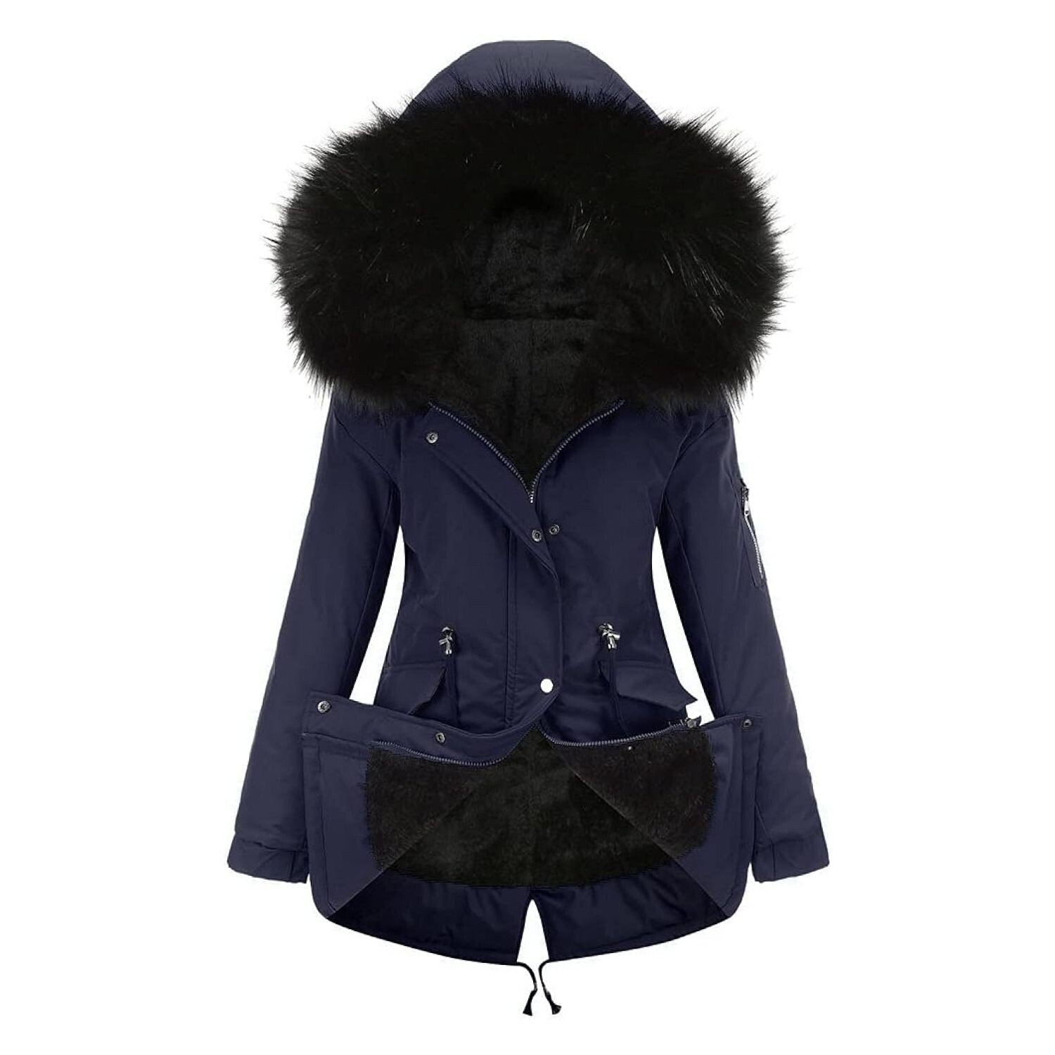 Парка Chouyatou Women's Winter Sherpa Lined Faux Fur Safari, темно-синий 
Парка Chouyatou Women's Winter Sherpa Lined Faux Fur Safari, темно-синий