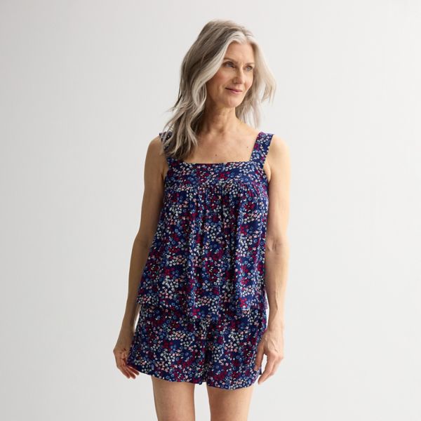 Стандартный комплект из 2 пижамных шорт и майки Croft & Barrow, цвет flower garden navy 
Стандартный комплект из 2 пижамных шорт и майки Croft & Barrow, цвет flower garden navy