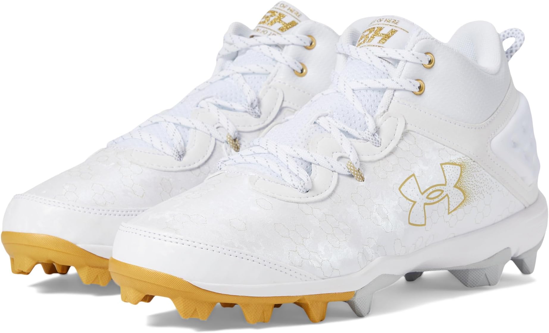 Кроссовки Under Armour Harper 8 Mid RM Baseball Cleats, цвет White/White/Metallic Gold
Кроссовки Under Armour Harper 8 Mid RM Baseball Cleats, цвет White/White/Metallic Gold