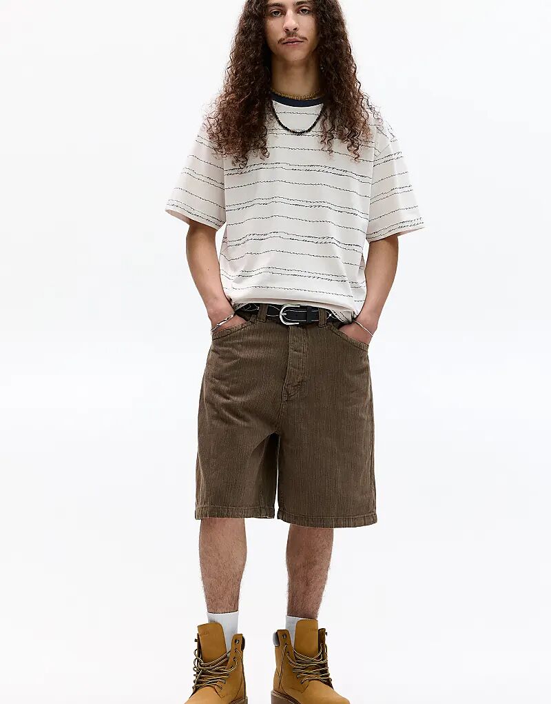 Футболка Pull&Bear в полоску с контрастным вырезом, бежевого цвета
Футболка Pull&Bear в полоску с контрастным вырезом, бежевого цвета