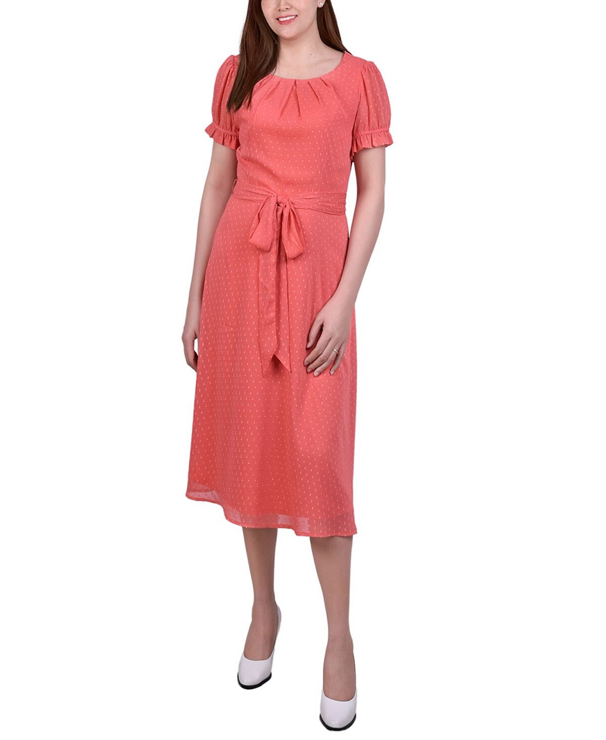 Миниатюрное платье в горошек с поясом и короткими рукавами NY Collection, мульти
Миниатюрное платье в горошек с поясом и короткими рукавами NY Collection, мульти