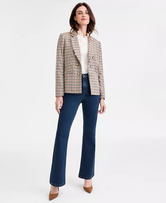 Женская куртка с имитацией двубортного жакета с заплатками на локтях, топ с длинными рукавами и воротником, джинсы-клеш с принтом «буткат» Jones New York, мультиколор
Женская куртка с имитацией двубортного жакета с заплатками на локтях, топ с длинными рукавами и воротником, джинсы-клеш с принтом «буткат» Jones New York, мультиколор