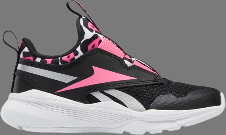Кроссовки xt sprinter slip-on little kid 'black true pink' Reebok, черный 
Кроссовки xt sprinter slip-on little kid 'black true pink' Reebok, черный
