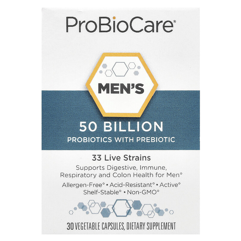 ProBioCare, Пробиотики для мужчин с пребиотиками, 50 млрд, 30 растительных капсул
ProBioCare, Пробиотики для мужчин с пребиотиками, 50 млрд, 30 растительных капсул