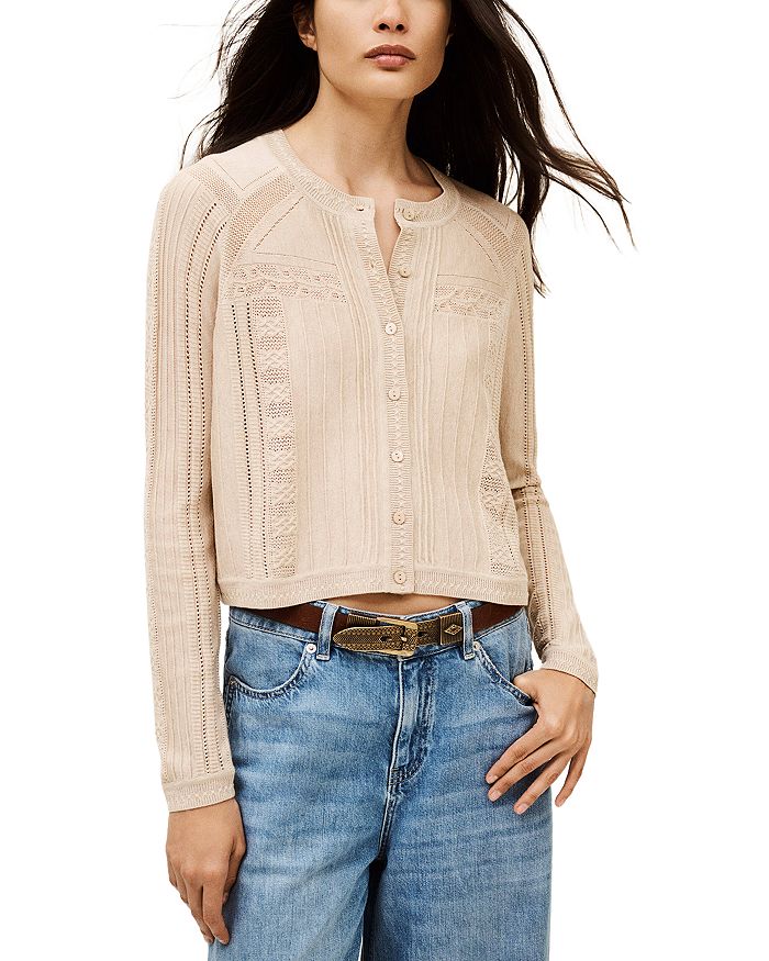 Пуриа Кардиган с ажурной вязкой ba&sh, коричневый/бежевый 
Пуриа Кардиган с ажурной вязкой ba&sh, коричневый/бежевый